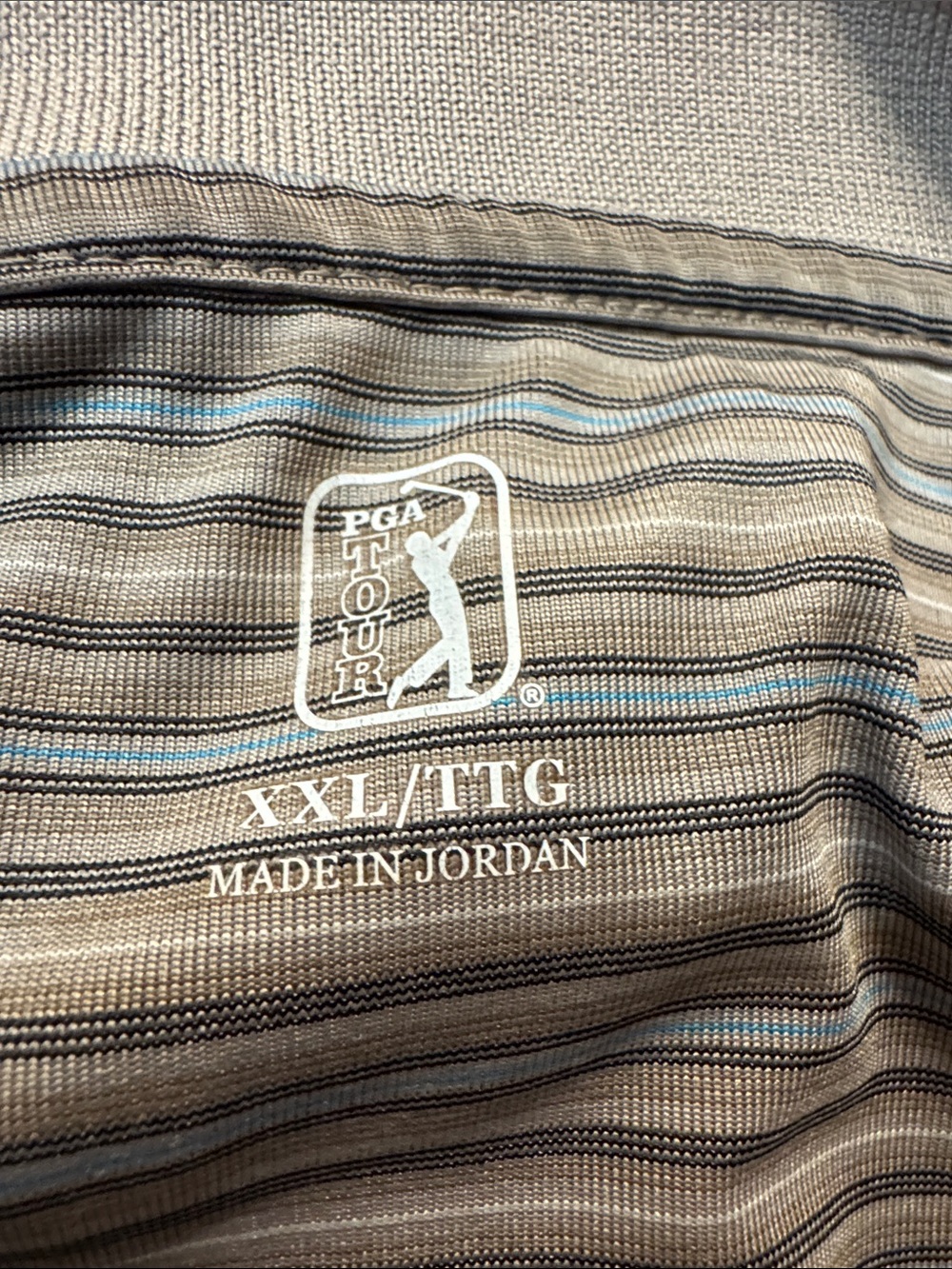 2 PGA Tour Men's Polo - Gray Striped, Dark Gray Contrast - Picture 4 of 4
